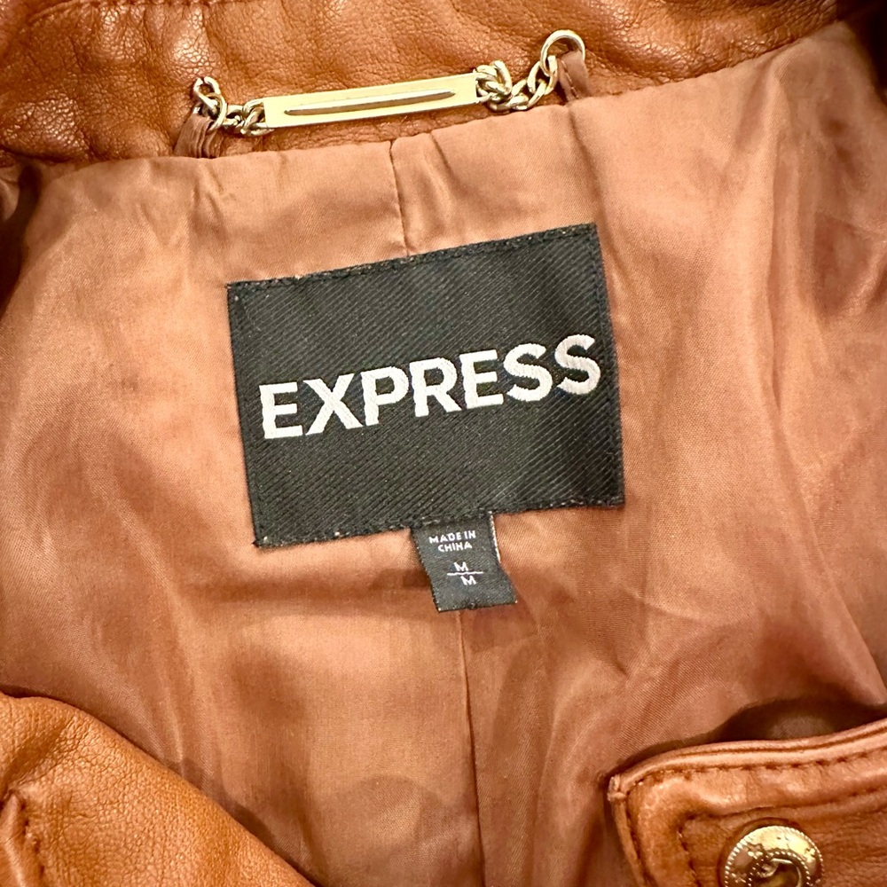 Express Brown Moto Jacket, Medium - image 2